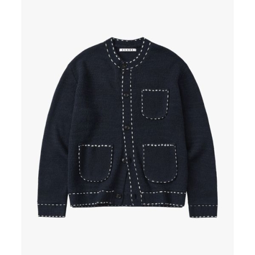 수아레 SUARE WOMEN 우먼울 핸드 스티치 라운드 가디건 네이비 1013340