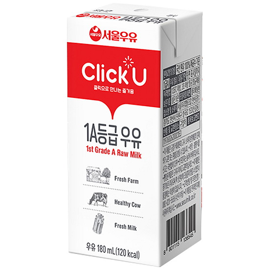  서울우유 클릭유 1A등급 우유 180ml [24개]