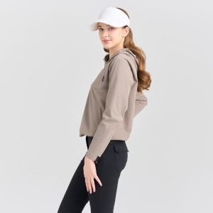 클리브랜드 온라인 나일론스판 소매밴딩 오버핏 여성 후드 우븐탑_CGWWT41951