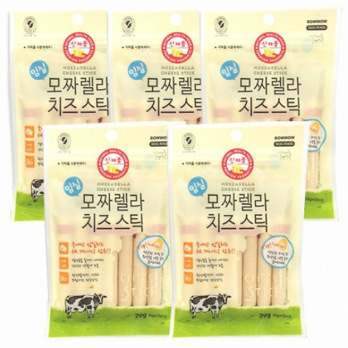 바우와우 임실 모짜렐라 치즈스틱 70g (10g x 7p) (5개)