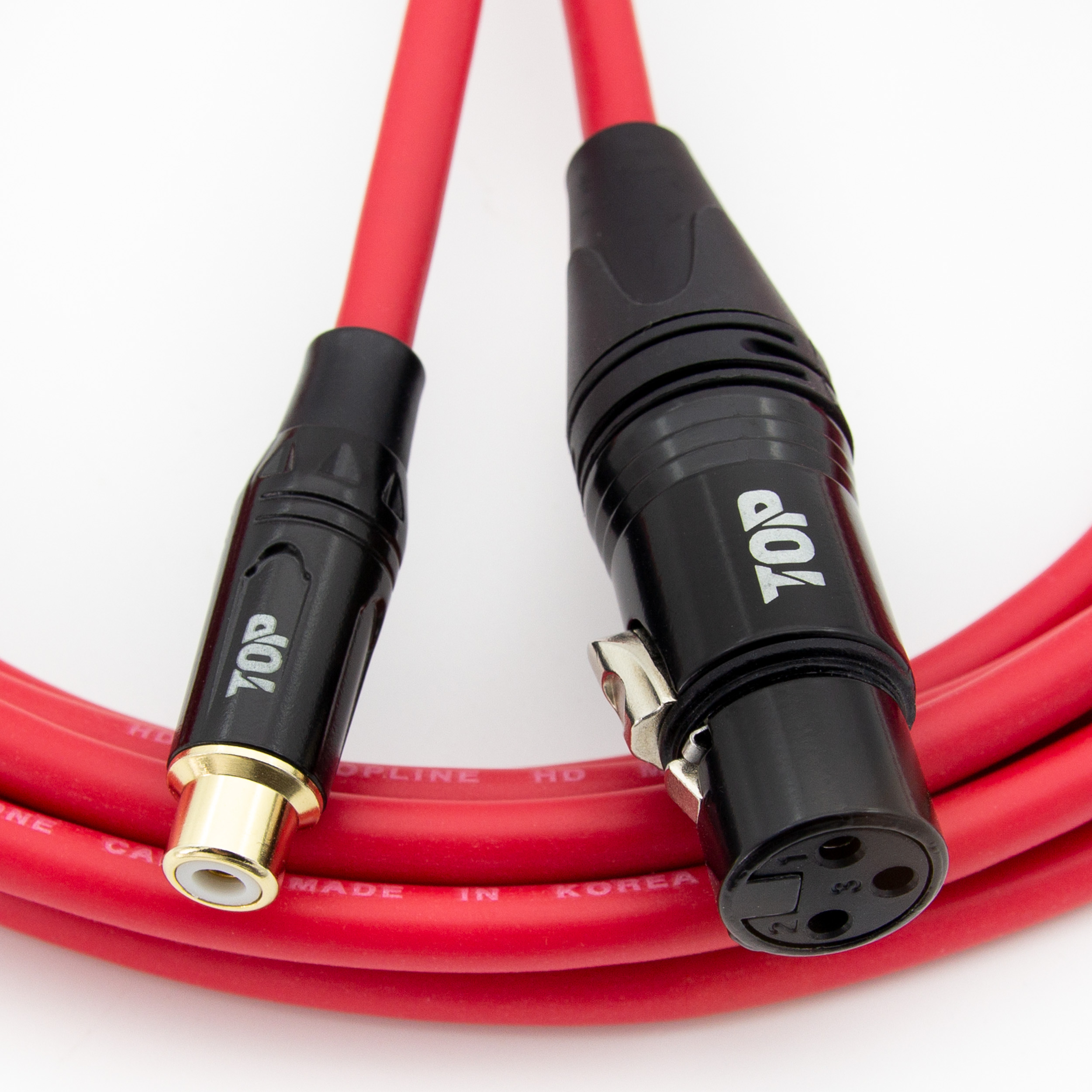 탑라인에이치디 HDTOP RCA 암 to XLR 암 케이블 블랙레드 (1m, HT-TP5949)_이미지