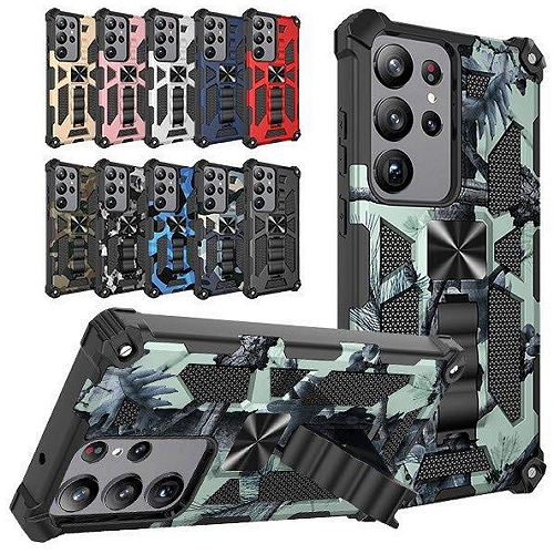 갤럭시S20 울트라 카모 플라쥬 패턴 킥스탠드 하드 범퍼 케이스