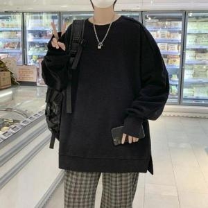 유니섹스 캐주얼 오버사이즈 스웻셔츠크루넥 핑커홀 WFKK3JN_이미지