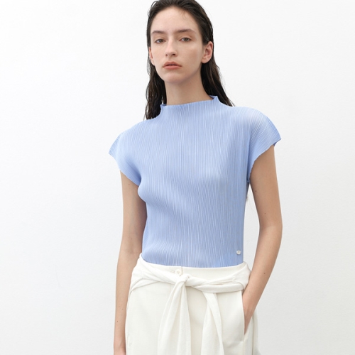 나인 플리츠 모크 넥 슬리브 탑 BL-4339_이미지