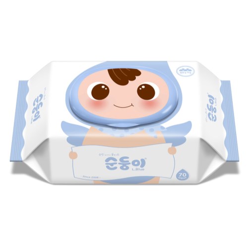 순둥이 오리지널 플러스 엘블루 물티슈 캡형 70매 (20팩)_이미지
