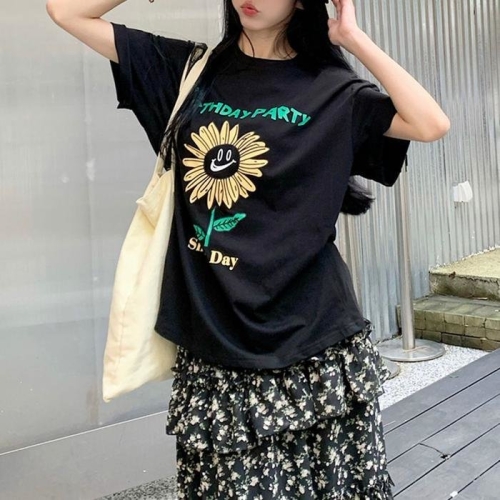 오노마 셀러허브 여성 G126688_반소매 해바라기 나염티셔츠