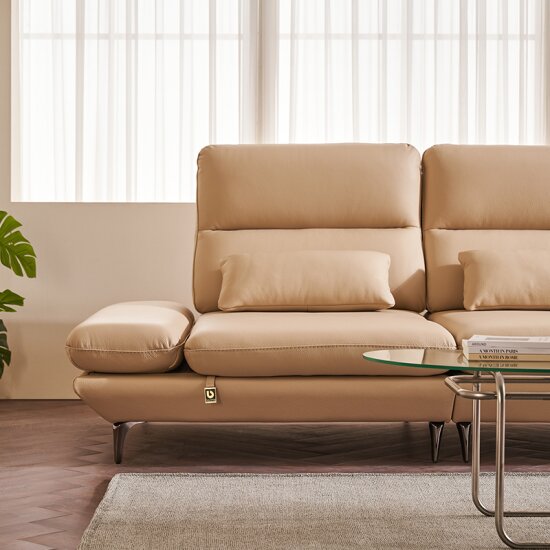 다우닝 클레프 스윙 전체 천연가죽 소파 3인용 (스툴별도)_이미지