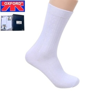 옥스포드 심플 베이직 신사용 캐주얼 장목 백색 양말 WC3E2E8_이미지