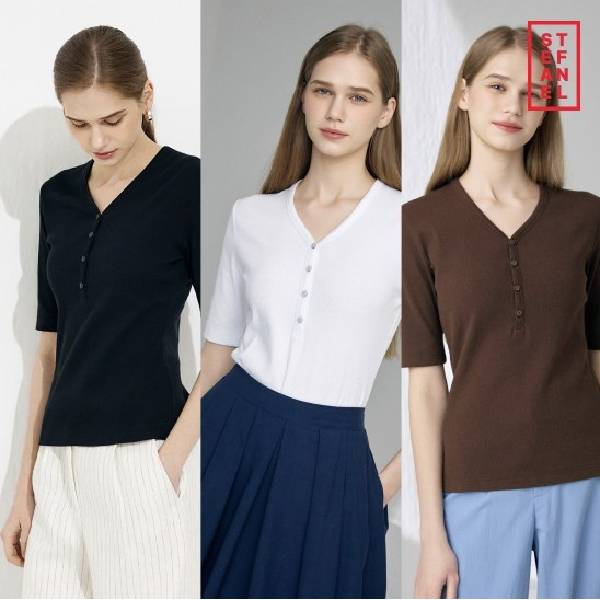 스테파넬 여성 스테파넬 헨리넥 티셔츠 3종이미지입니다. 누르면 해당 게시물로 새창이동합니다.