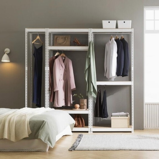 스피드랙 드레스룸 시스템 철제 행거봉2개 3단 행거 800x500 (135cm(높이))_이미지