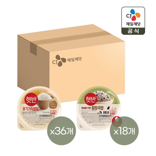 CJ제일제당 햇반 윤기가득 쌀밥 210g 36개 + 찰잡곡밥 210g 18개