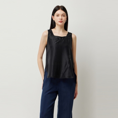 SISLEY 킬링핀 슬리브리스 블라우스_SAWS40531BK_이미지