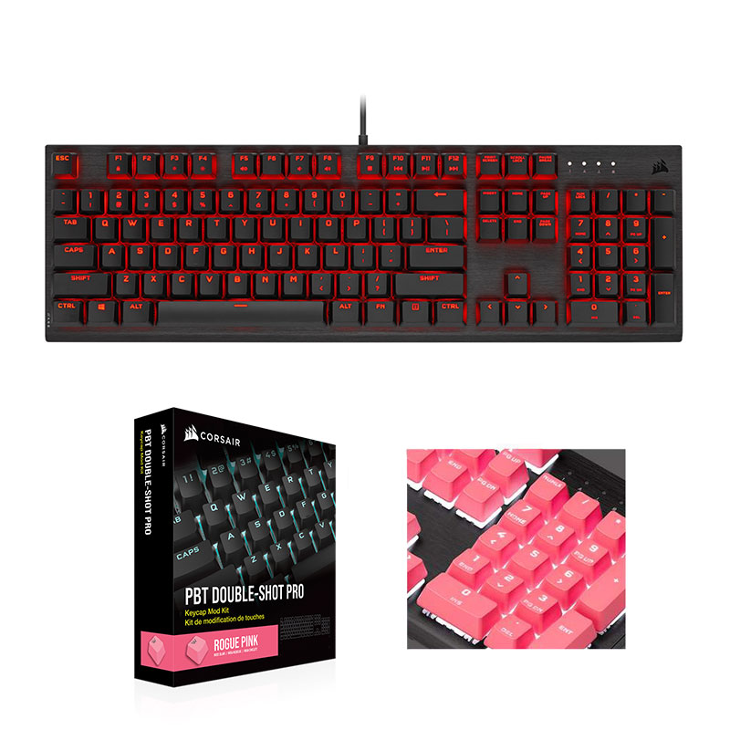 CORSAIR K60 PRO + PBT Double-shot Keycaps Pro (비올라축, 핑크)_이미지