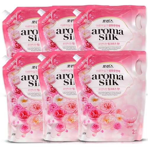 포린스 ㅤ아로마실크 섬유유연제 핑크로즈향 2.1L (6개)_이미지