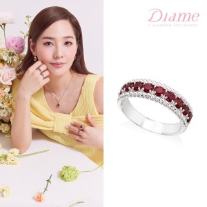 아미 다이 유진착용 아이리스 헤일로 18K골드 랩그로운 루비 반지 FGGR1185RL