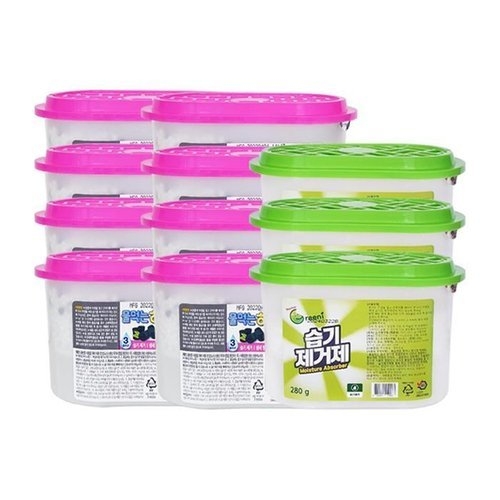 옥시레킷벤키저 물먹는하마 숯 옷장용 280g x 8개 + 닥터그리니 습기제거제 280g x 3개