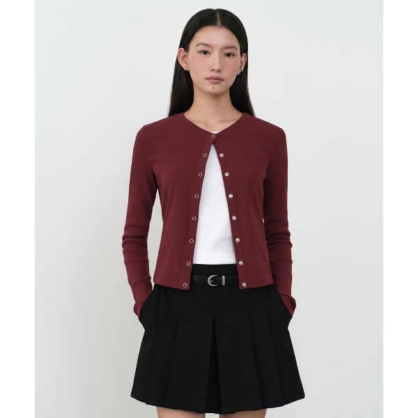 12일 배송 MUSINSA ANDAR D WOMAN 우먼즈 리브드 슬림 라운드 넥 저지 가디건 멜란지 그레이 MWETL5C02
