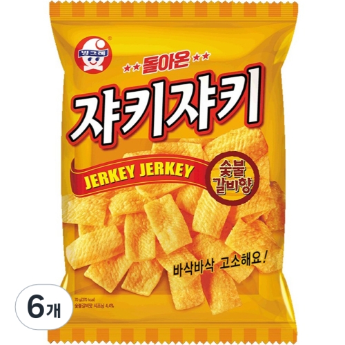 빙그레 쟈키쟈키 숫불갈비향 스낵 70g 6개
