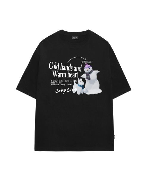 오드스튜디오 ODDSTUDIO 너드 스노우맨 그래픽 오버핏 티셔츠 BLACK OO4무르 MURT208BK 334926_이미지
