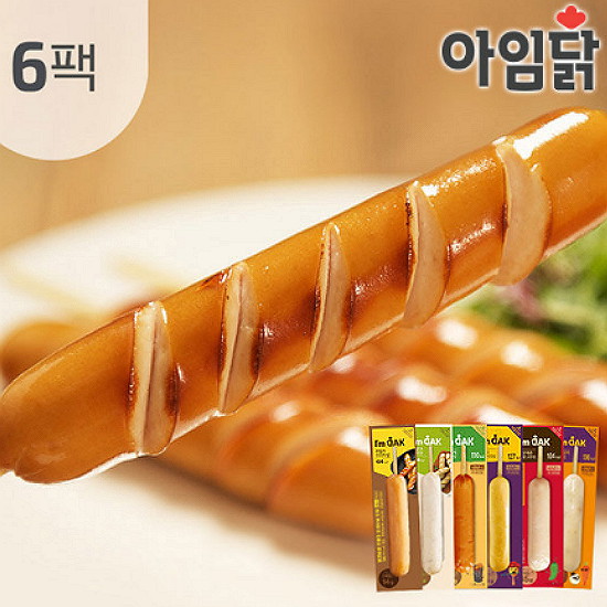 와이즈유엑스글로벌 아임닭 닭가슴살 꼬치형 소시지 70g 6종류 6팩 (1개)_이미지