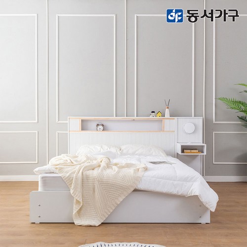 동서가구 네오 피에스토 벙커 수납 LED침대 SS+협탁 (40T라텍스독립)_이미지