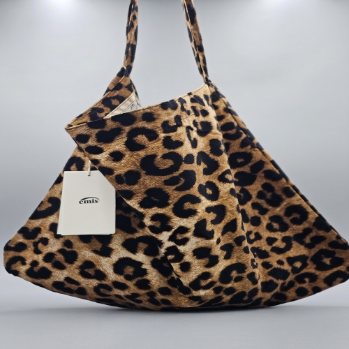 이미스 레오파드 코듀로이 에코백 (브라운)_이미지