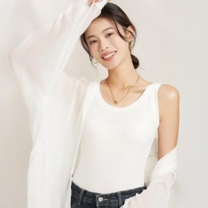 비스코스 CCT949B여성용 골지 민소매 스판 티셔츠_21929349