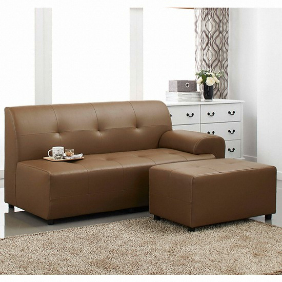 동서가구 리빙스 가죽소파 3인용 (스툴포함)_이미지