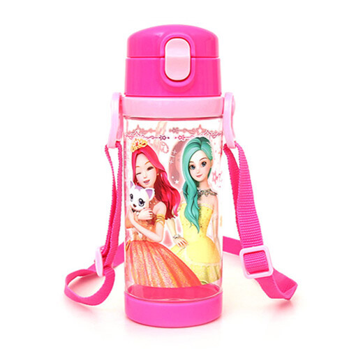  시크릿쥬쥬 원터치 어깨끈 빨대물통 500ml