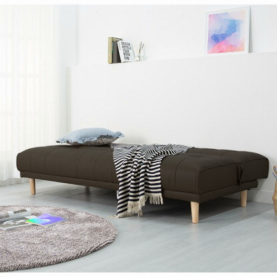 에보니아 맥심 컵홀더 가죽 소파베드 3인용_이미지