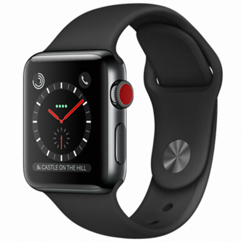 APPLE 워치 시리즈3 38mm Cellular 스페이스 블랙 스테인리스 스틸 (스포츠밴드, 일반구)_이미지