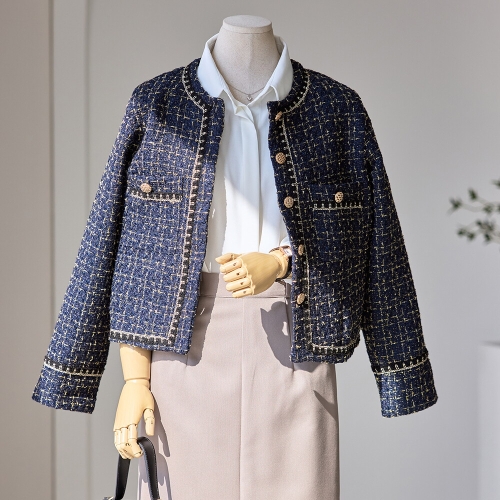 커스텀에이블 골드 버튼 포켓 트위드 자켓_T2604JK601A_이미지