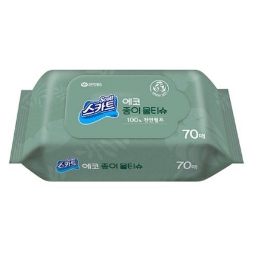 스카트 에코 종이 물티슈 리필형 70매 (10팩)_이미지