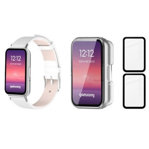 갤럭시 핏3 호환 감성핏 가죽 레더 스트랩+액정보호 풀커버 케이스+3D 풀커버 보호 필름 2매