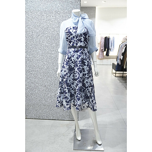 지고트 플라워 배색 타이 원피스 JS4B0OP511