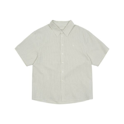 더콜디스트모먼트 THE COLDEST MOMENT TCM mini logo stripe half shirts beige 2.._이미지