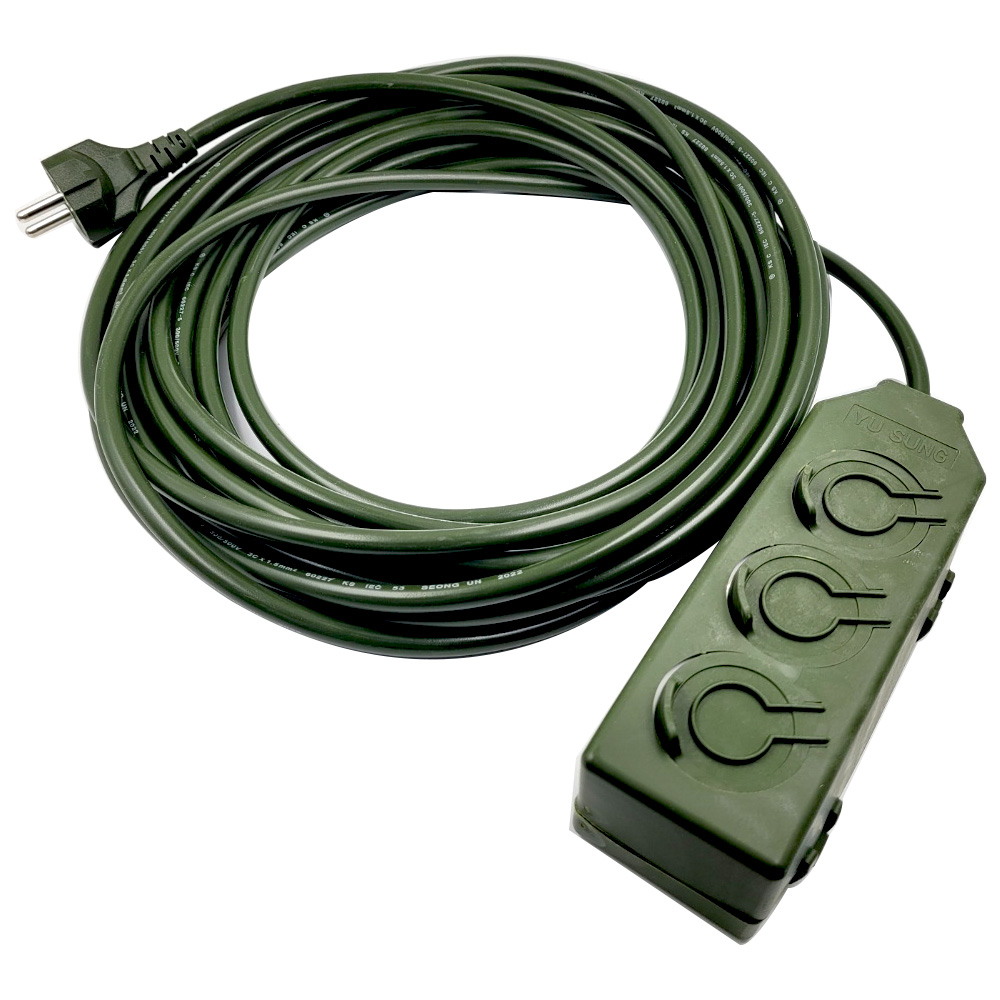 서울전기 원스탑 밀리터리 3구 16A 캠핑 리드선 카키 (3m)