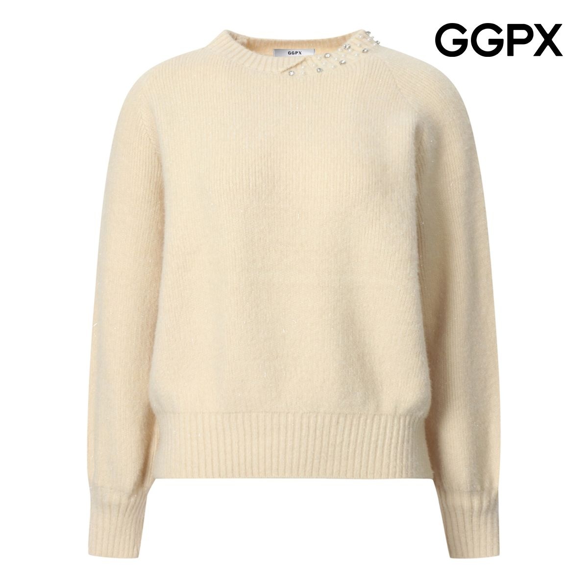  GGPX 여성 하프 주얼리 라운드넥 퍼프 니트 GPAKP030B