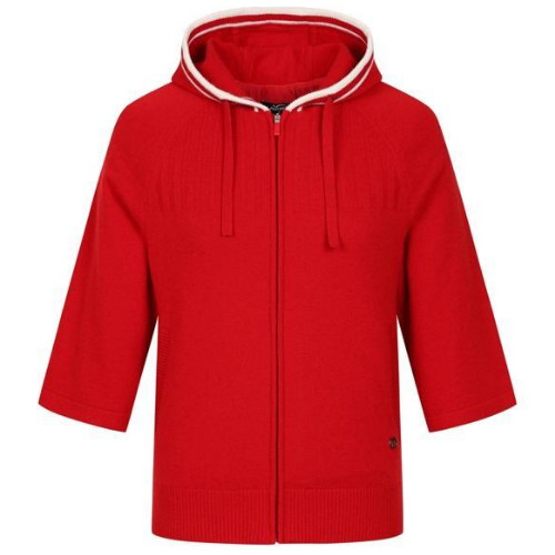 팬텀 후드 배색 집업 7부 니트 가디건 221E4SD201_RE