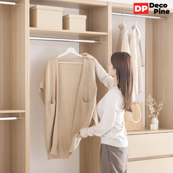 데코파인 우디 드레스룸 시스템 행거 1단 긴옷장 600_이미지