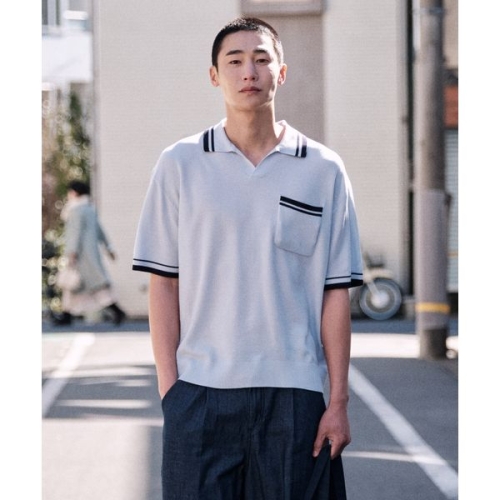 DIEMS 팁배색 오픈카라 니트_블루 오버핏 _LKTWB62OSL_이미지