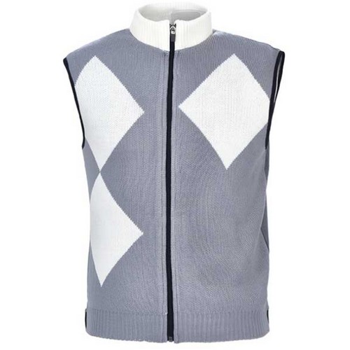 김영주골프 니트 베스트 하이넥 집업 기모 골프 조끼 DOWMVE75_이미지