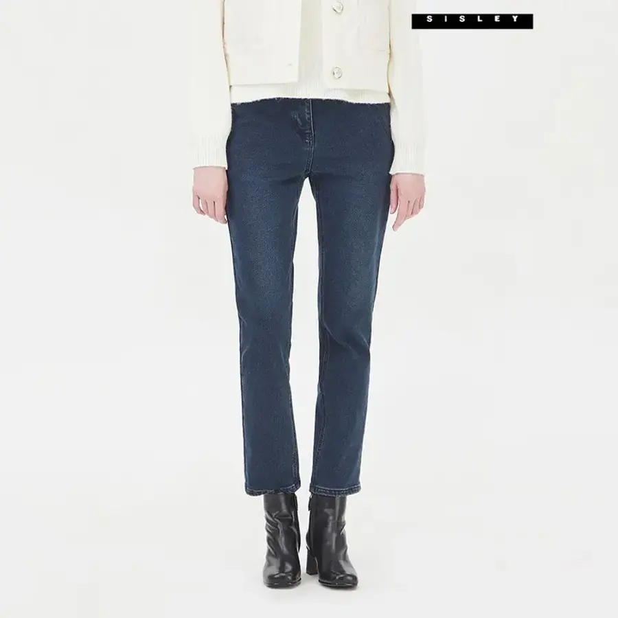 SISLEY 아울렛 슬림 배기핏 기모 데님 팬츠 SADP35361_DB 3107863_이미지