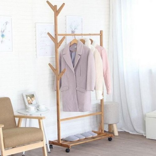 튼튼 대나무 옷걸이 행거_이미지