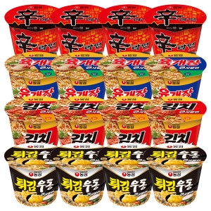컵라면 큰사발 4입 4종 세트 3 신라면 육개장 김치사발면 튀김우동 신육김튀