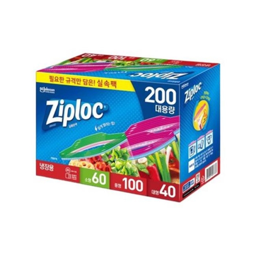 SC존슨 지퍼락 그립앤실 냉장 소형 60매 + 중형 100매 + 대형 40매 (1개(200매))