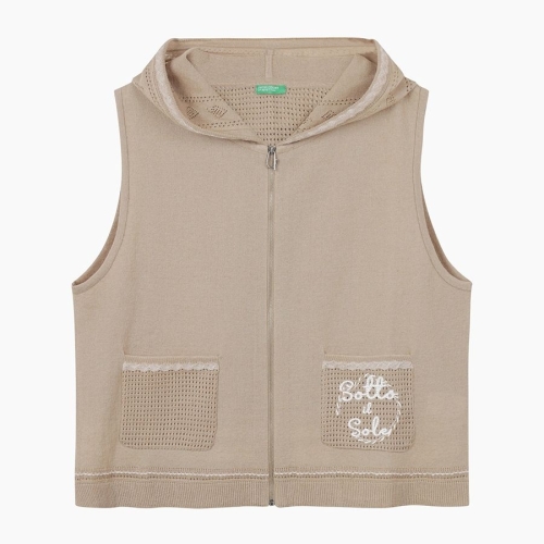 메쉬 블록 자수 니트 베스트 BAKV54531