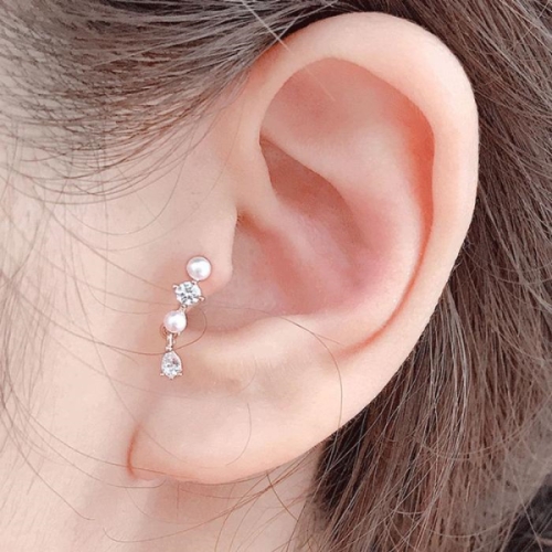 오노마 ONM 큐빅콩콩 라떼 진주 드롭 귓바퀴 피어싱 16462434