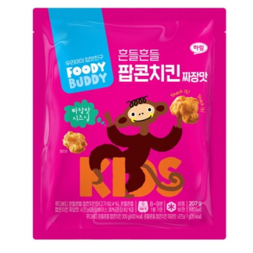 하림 푸디버디 흔들흔들 팝콘치킨 짜장맛 207g (3개)_이미지