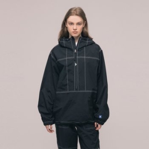 배럴 유니섹스 캠프닉 우븐 풀오버 블랙 BI1UHJK22BLK_이미지